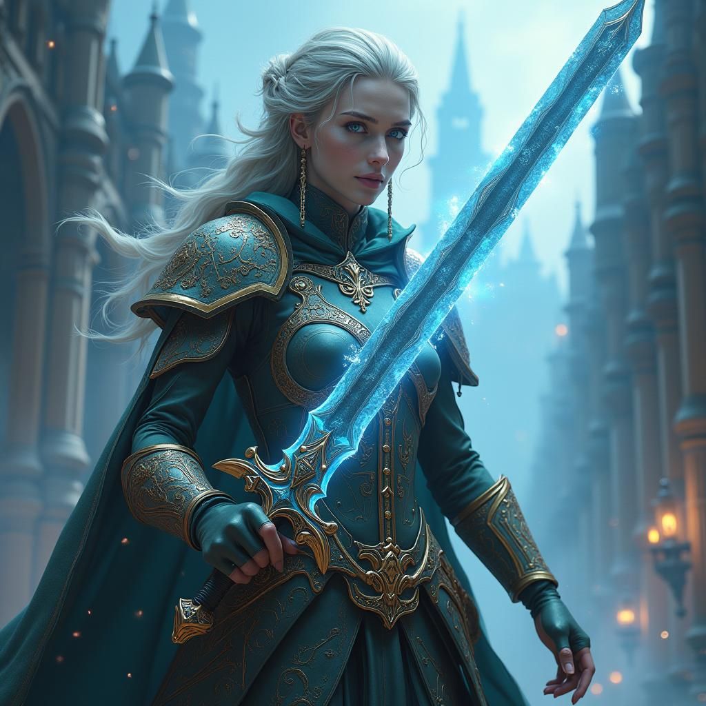 Clockwork Artificer Wields Time Sword in Fantasy Realm