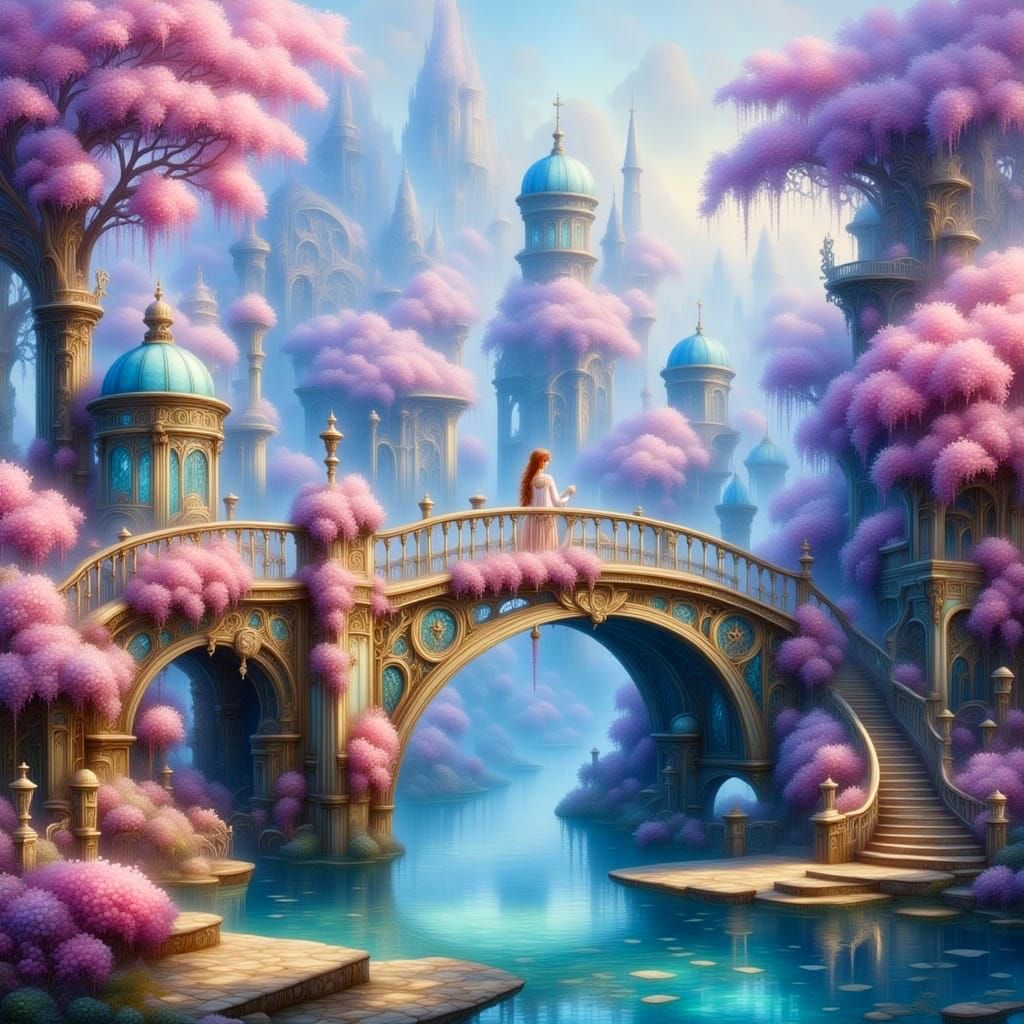 Dreamy Bridge in Lavender Hues with Jasmine Vines