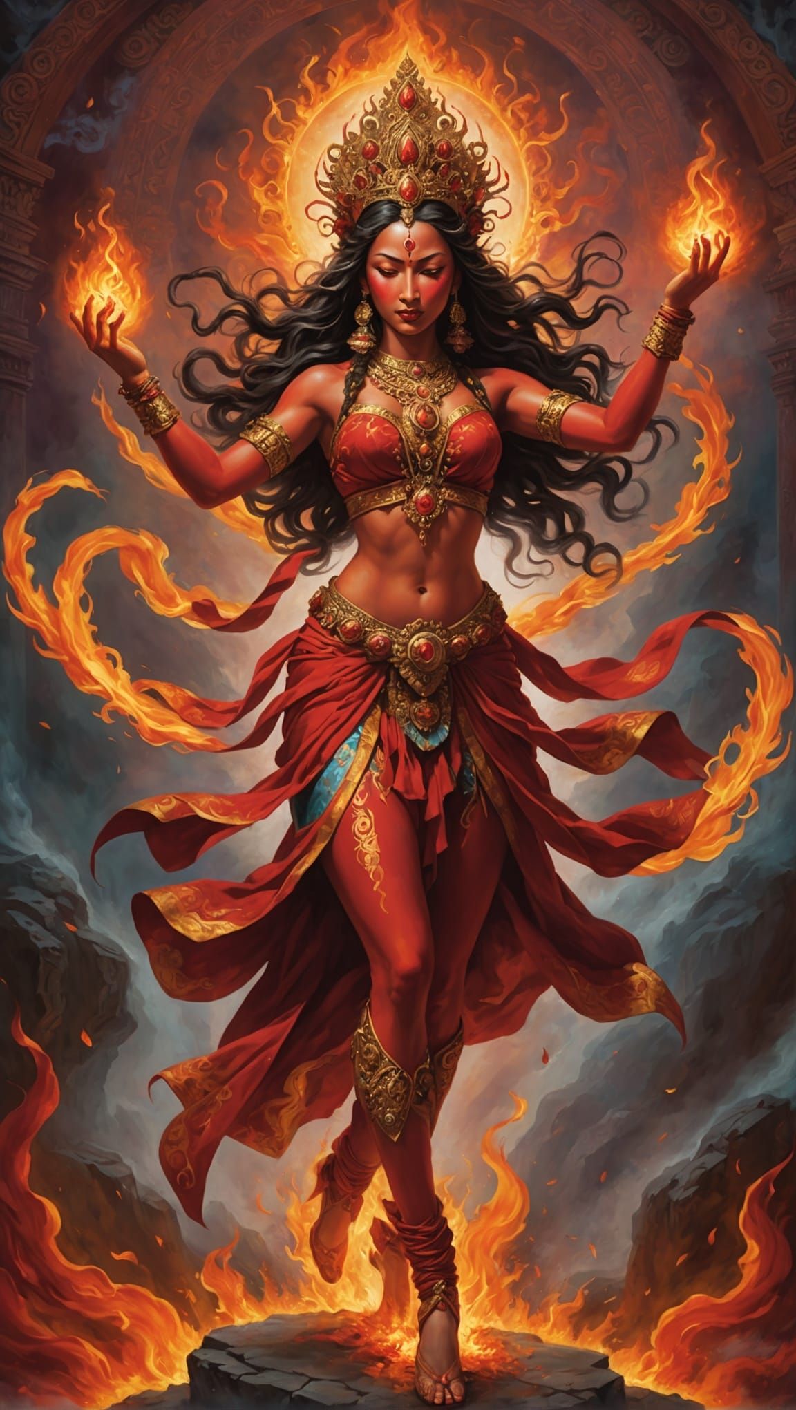 Vajrayogini Dancing in Flames: Embodiment of Enlightenment
