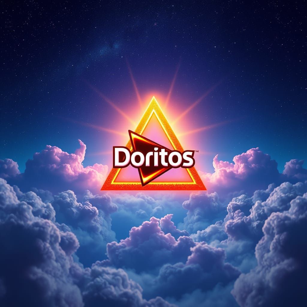 Glowing Doritos Triangle Under Starry Night Sky