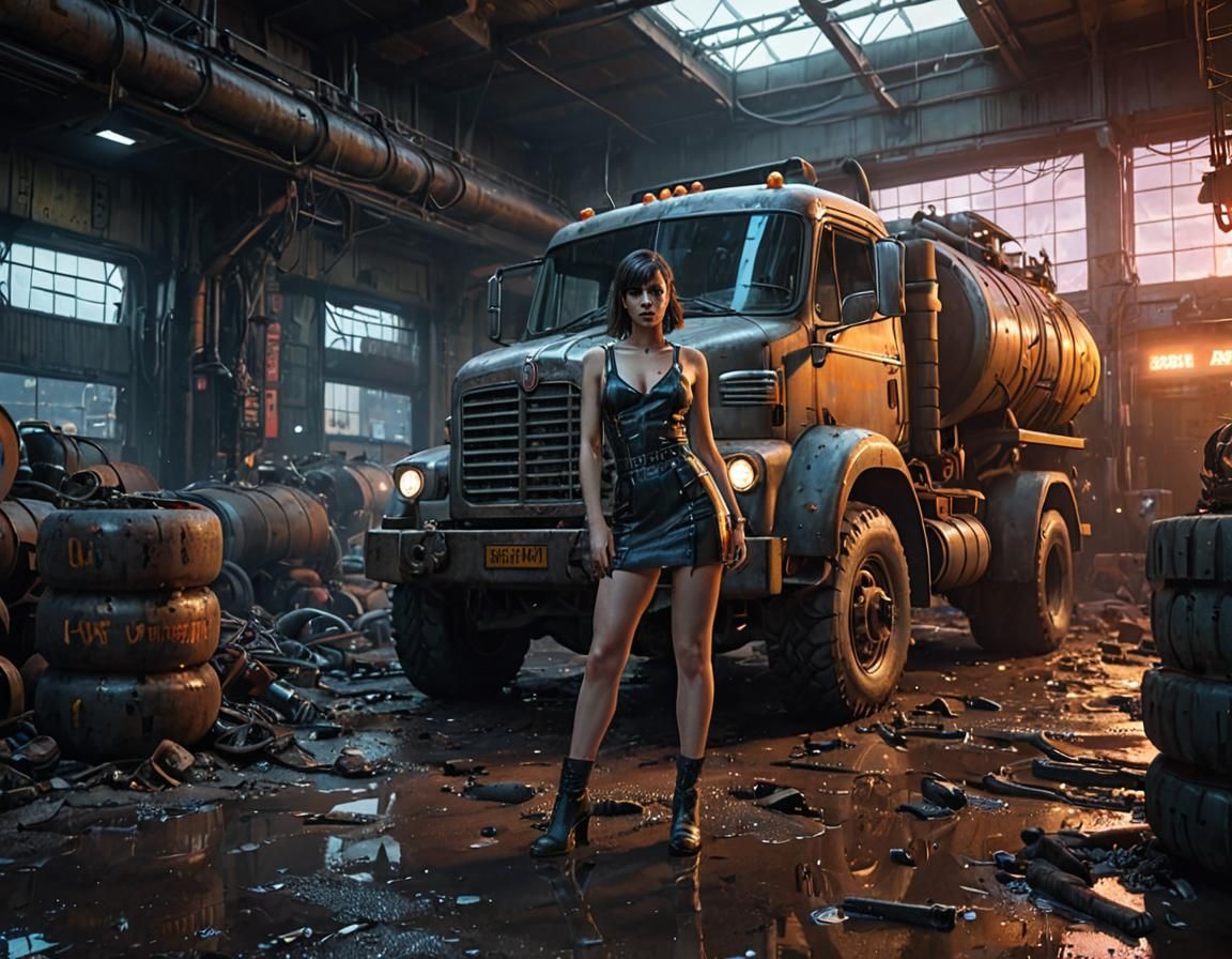 Dieselpunk Workshop: Girl and Kenworth Truck