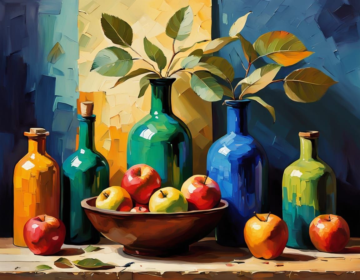 Vibrant Still Life Painting in Soft Brush Style