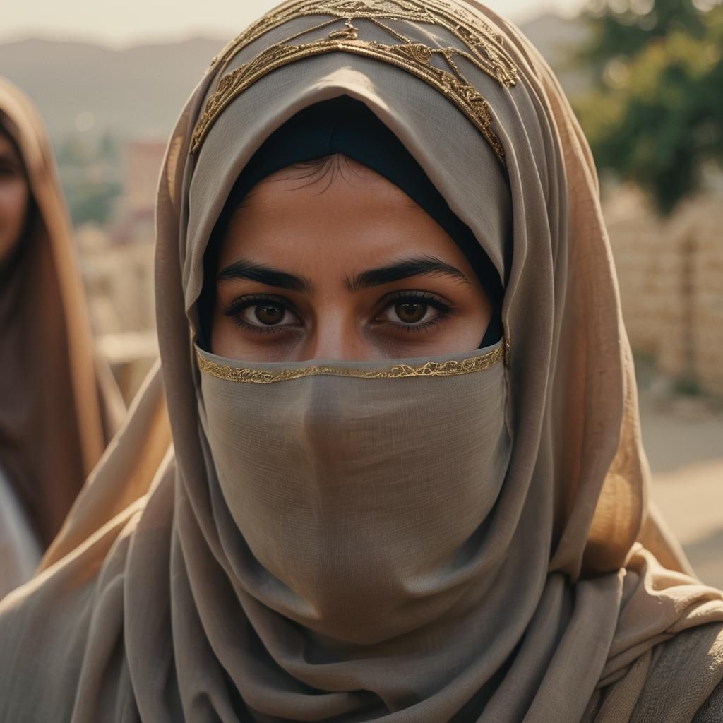Lebanese Woman in Niqab: Cinematic Film Still