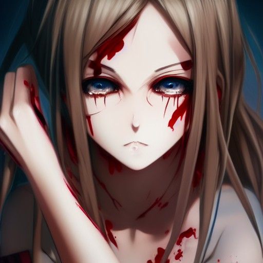 Yandere Anime Girl with Knife in WLOP Style