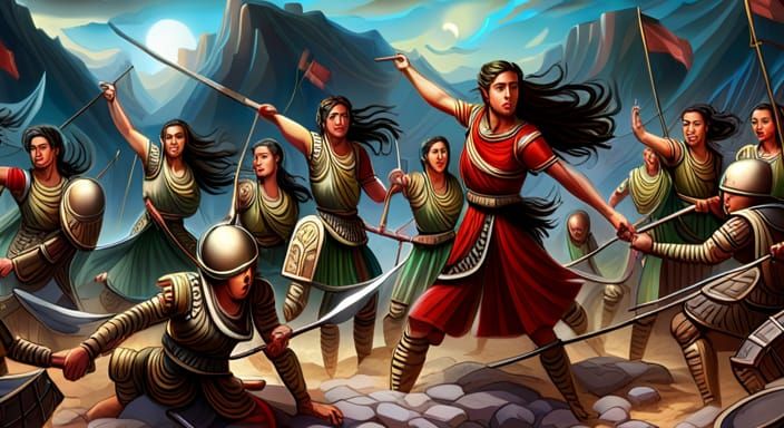 Amazon Warriors Clash with Persian Army in Epic Battle