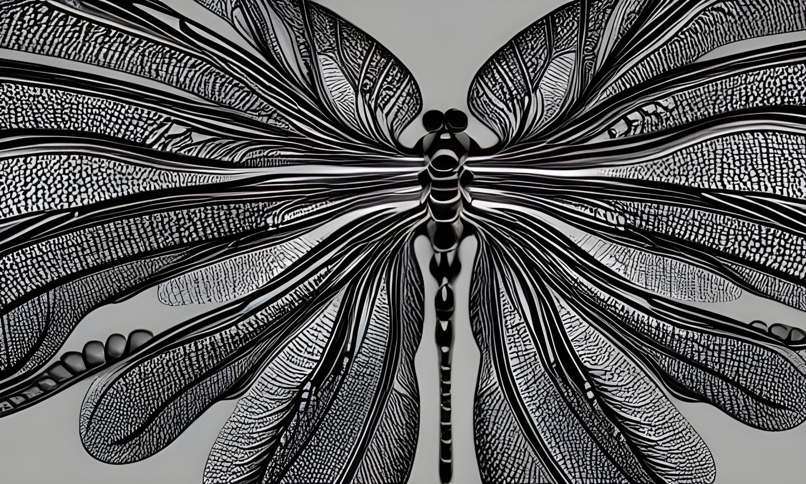 Detailed Microscopic Dragonfly with Fractal Wings