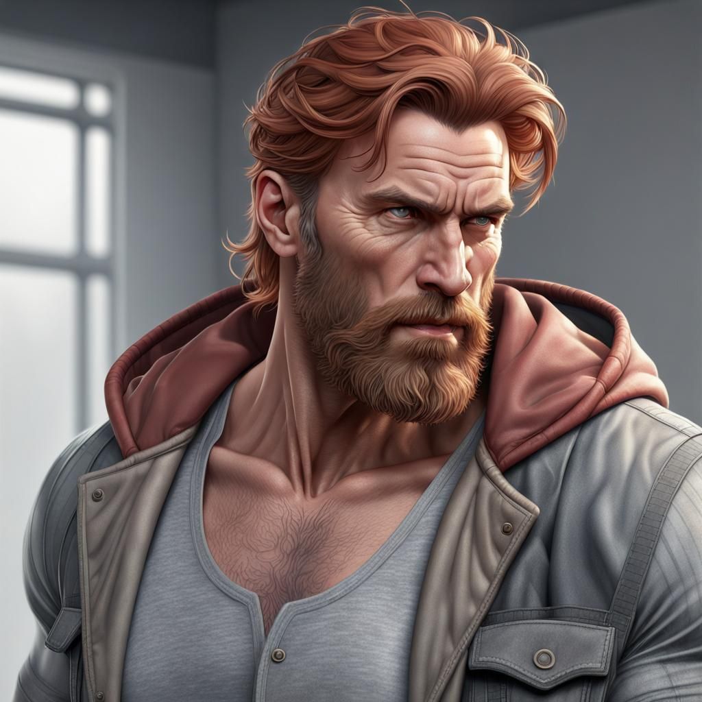 Bearded Man Portrait in Hyperdetailed Style