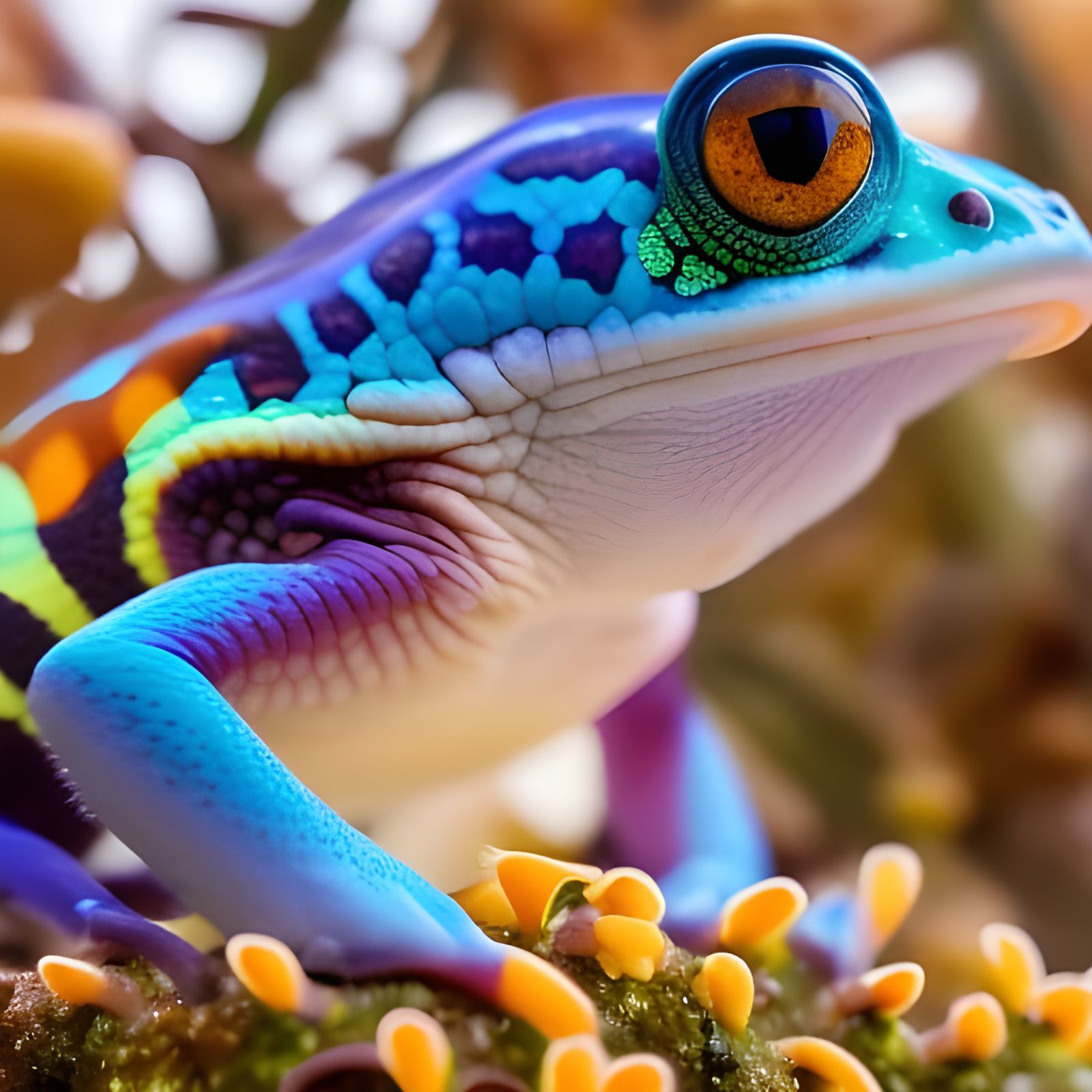 Hyperrealistic Tropical Frog in Detailed Landscape