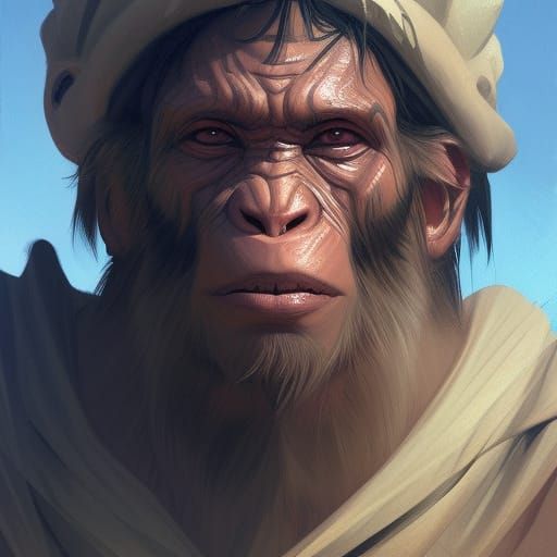 Fantasy Monkey Warrior Portrait in RPG Style