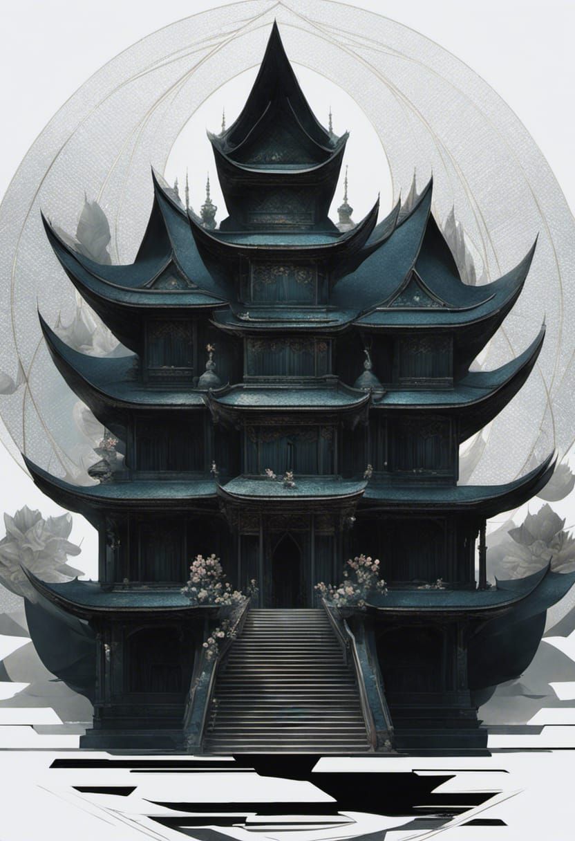 Lotus-Inspired Indonesian Architecture in Filmic Style