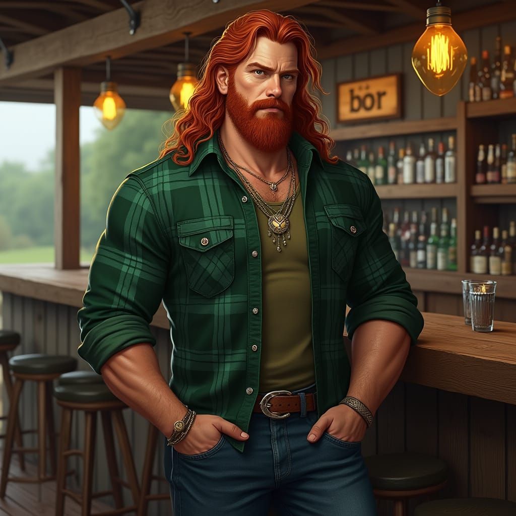 Hyper-Realistic Portrait of a Celtic Warrior at a Roadside B...