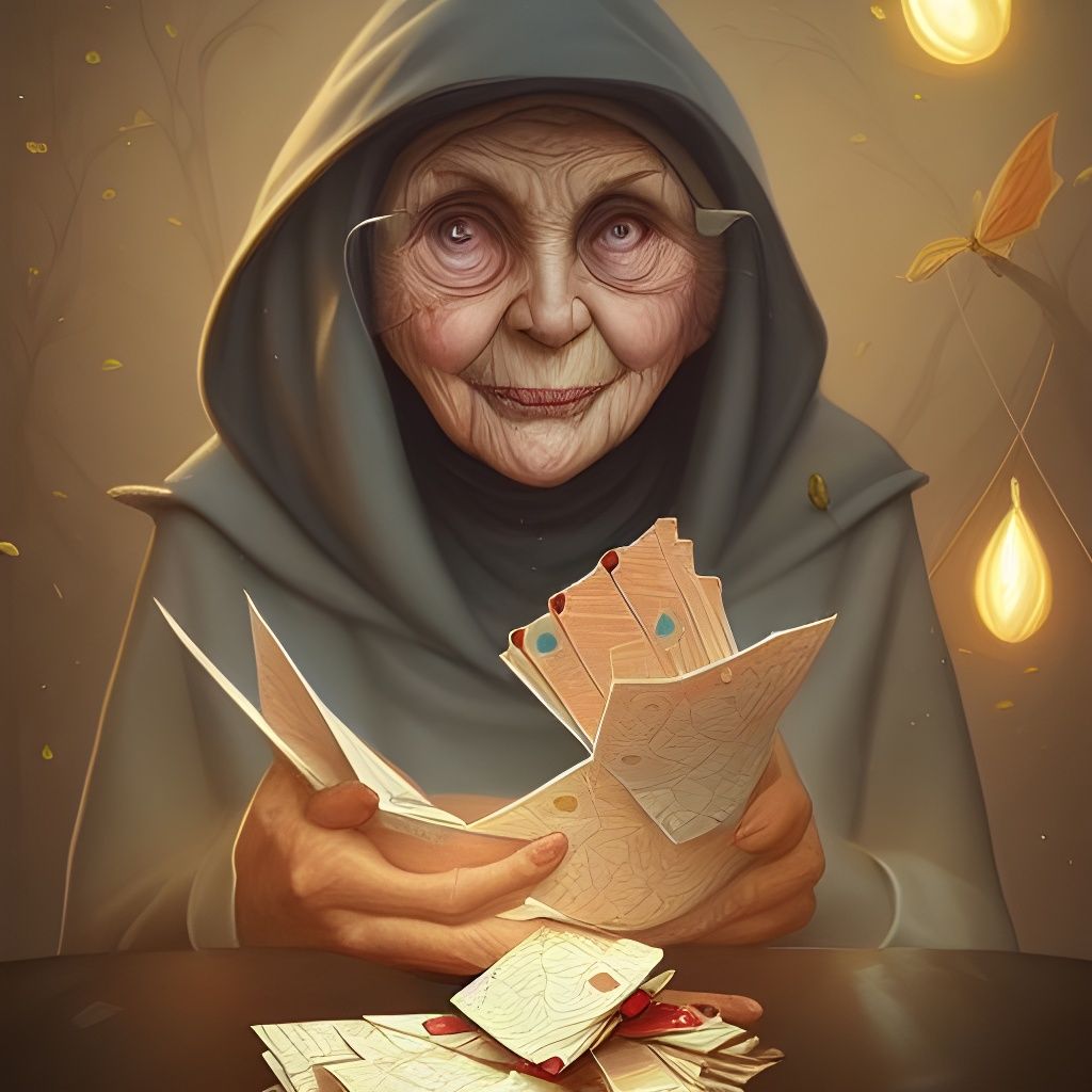 Menacing Granny Gambler in Surreal Style