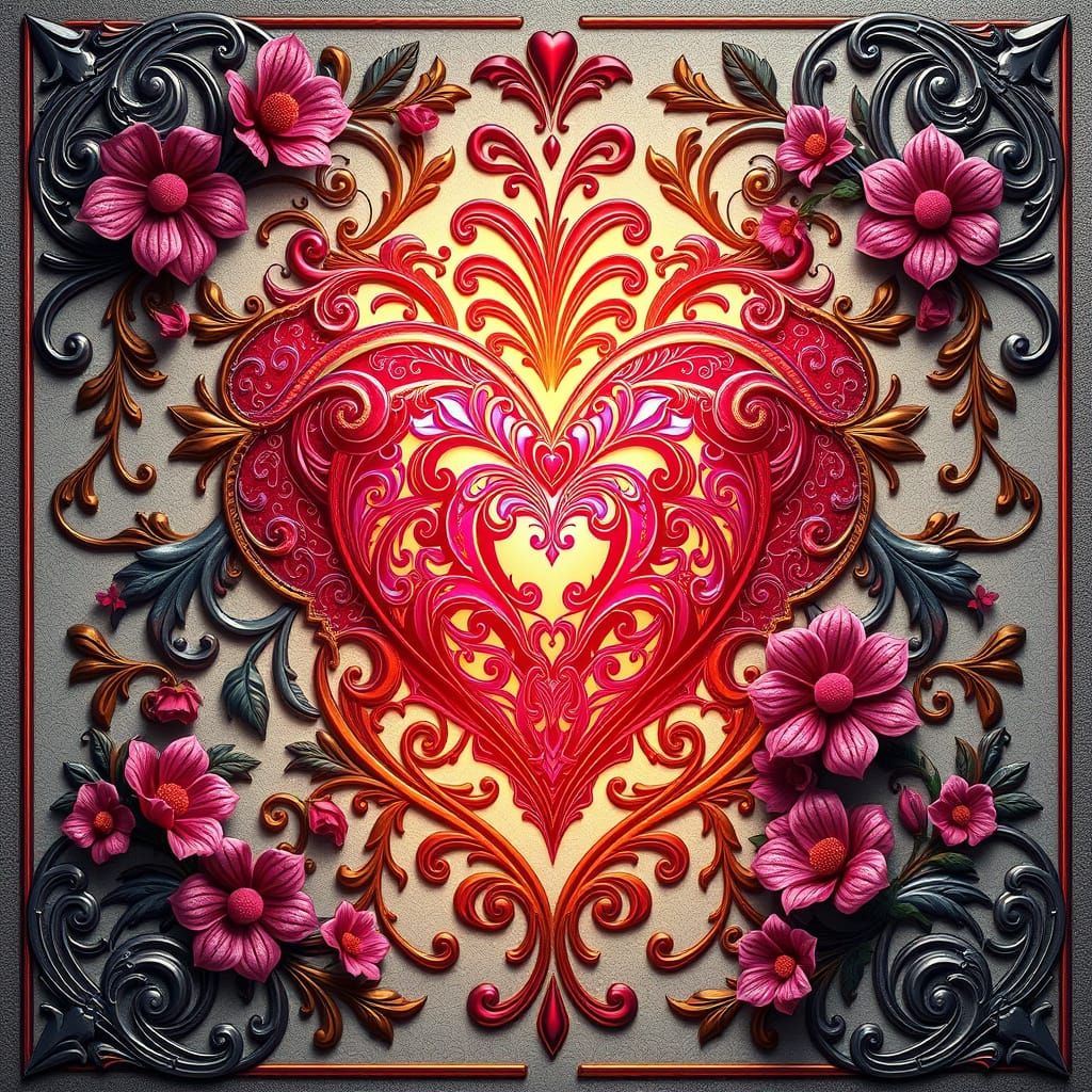 Luxurious Valentine's Day Card with Glowing Heart