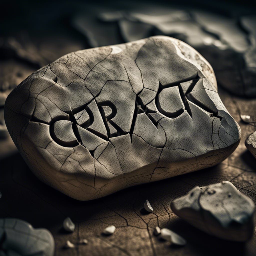 Cracked Stone Word Art: Cinematic Still Life