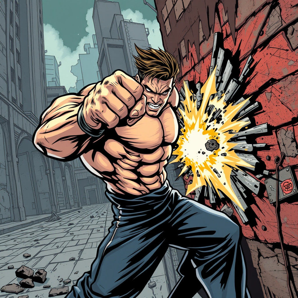 Superhero Punch in Comic Book Style