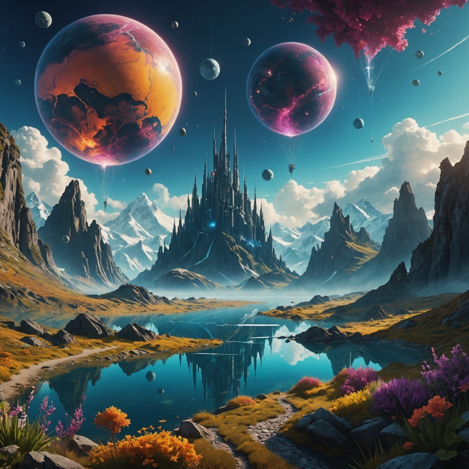 Surreal Landscape: Nature Meets Future in Digital Art