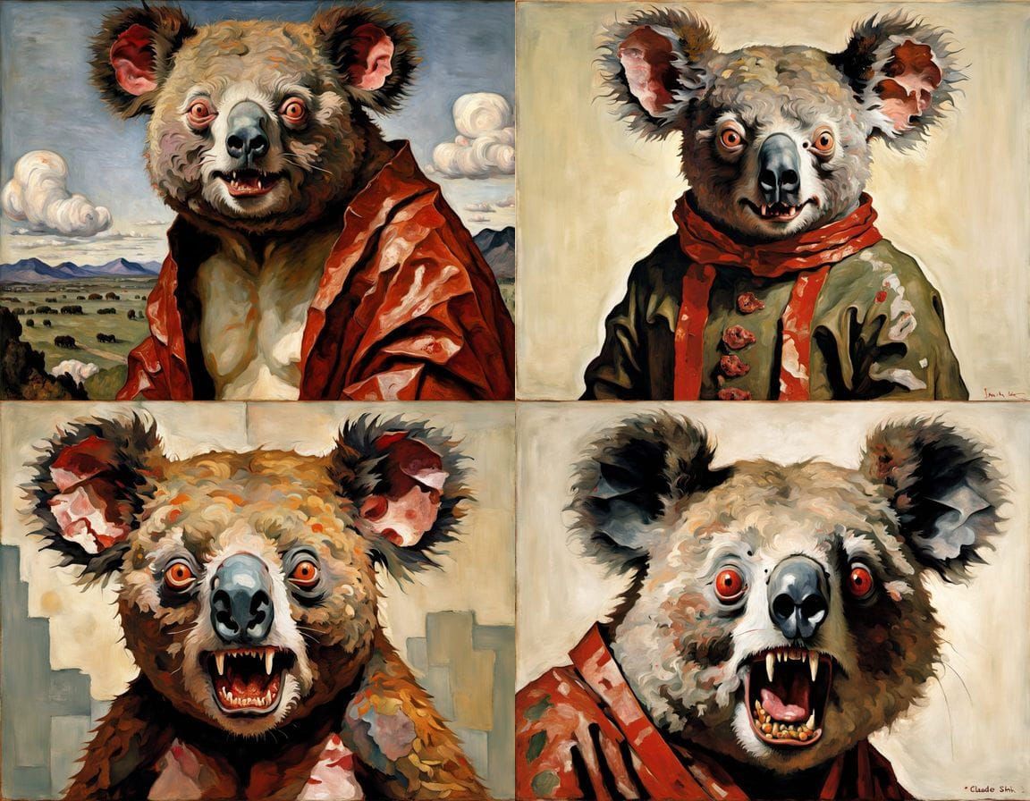 Surreal Meat Koala Cube With Horror Eyes