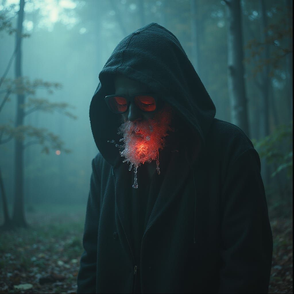 Crystallized Shadow Figure in Eerie Futuristic Style