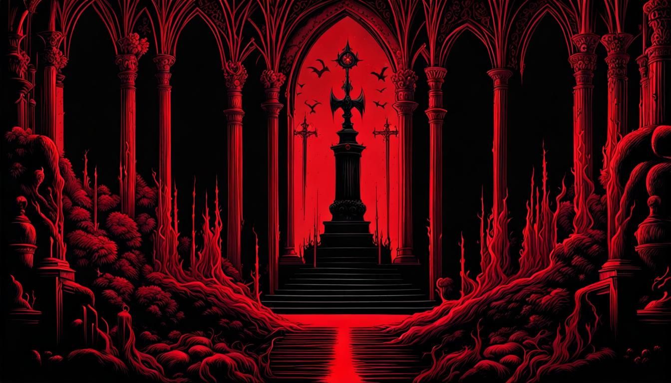 Epic Horror Black Mass Ritual in Gothic Style