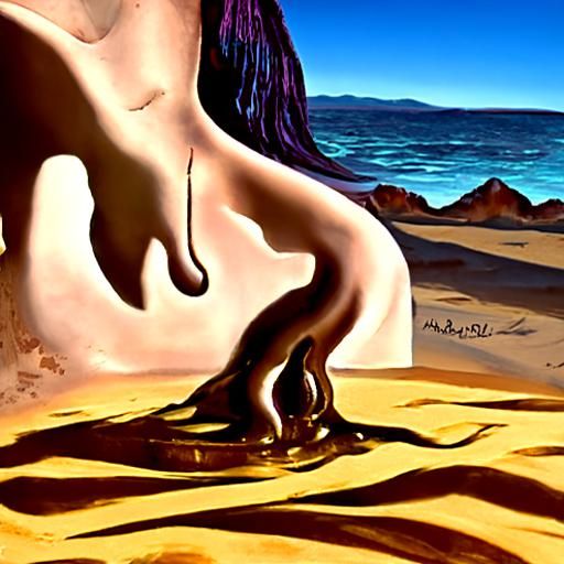 Surreal Mermaid in Desert Landscape, Dali Style