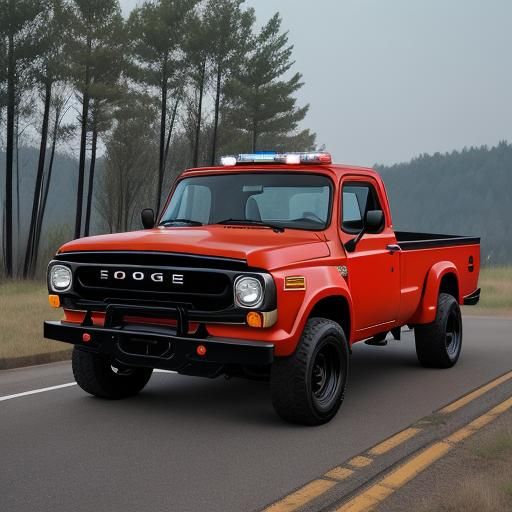 Futuristic Dodge D100 Fire Truck in Origami Style