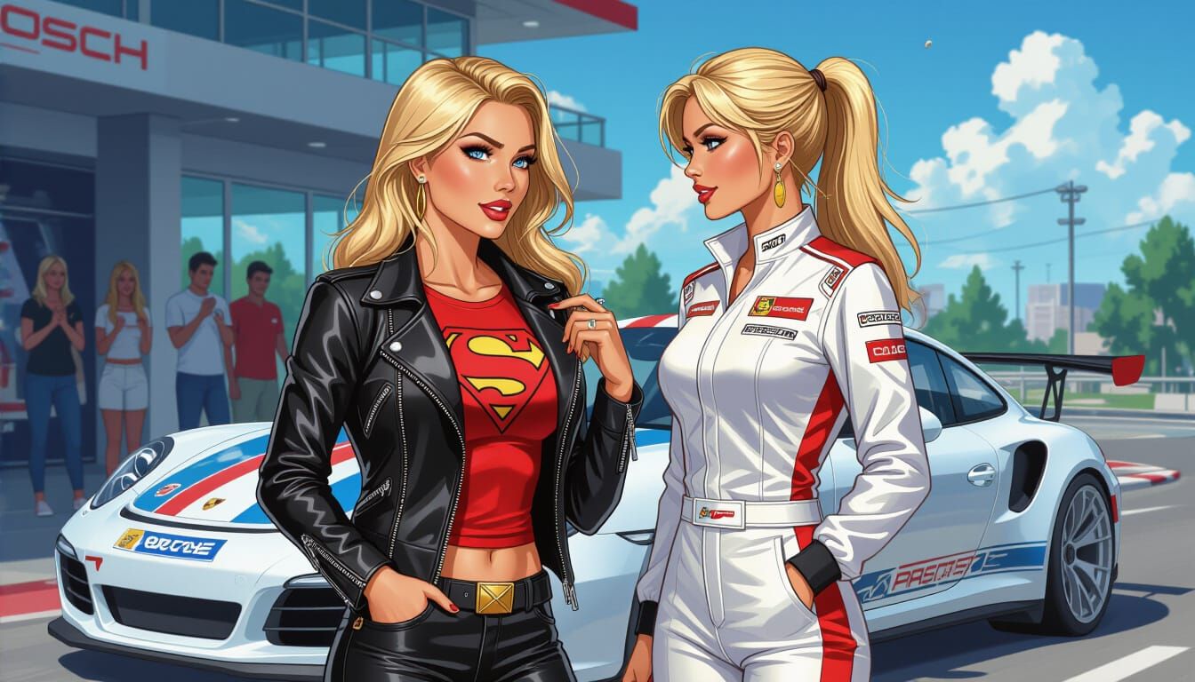 Supergirl and Race Driver at Le Mans, Manara Style