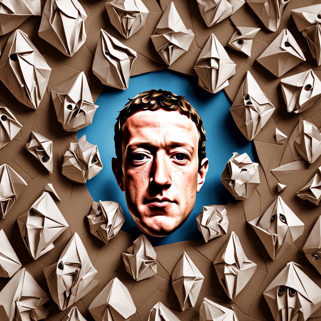 Origami Cyborg Papercraft Figure in Soft Focus