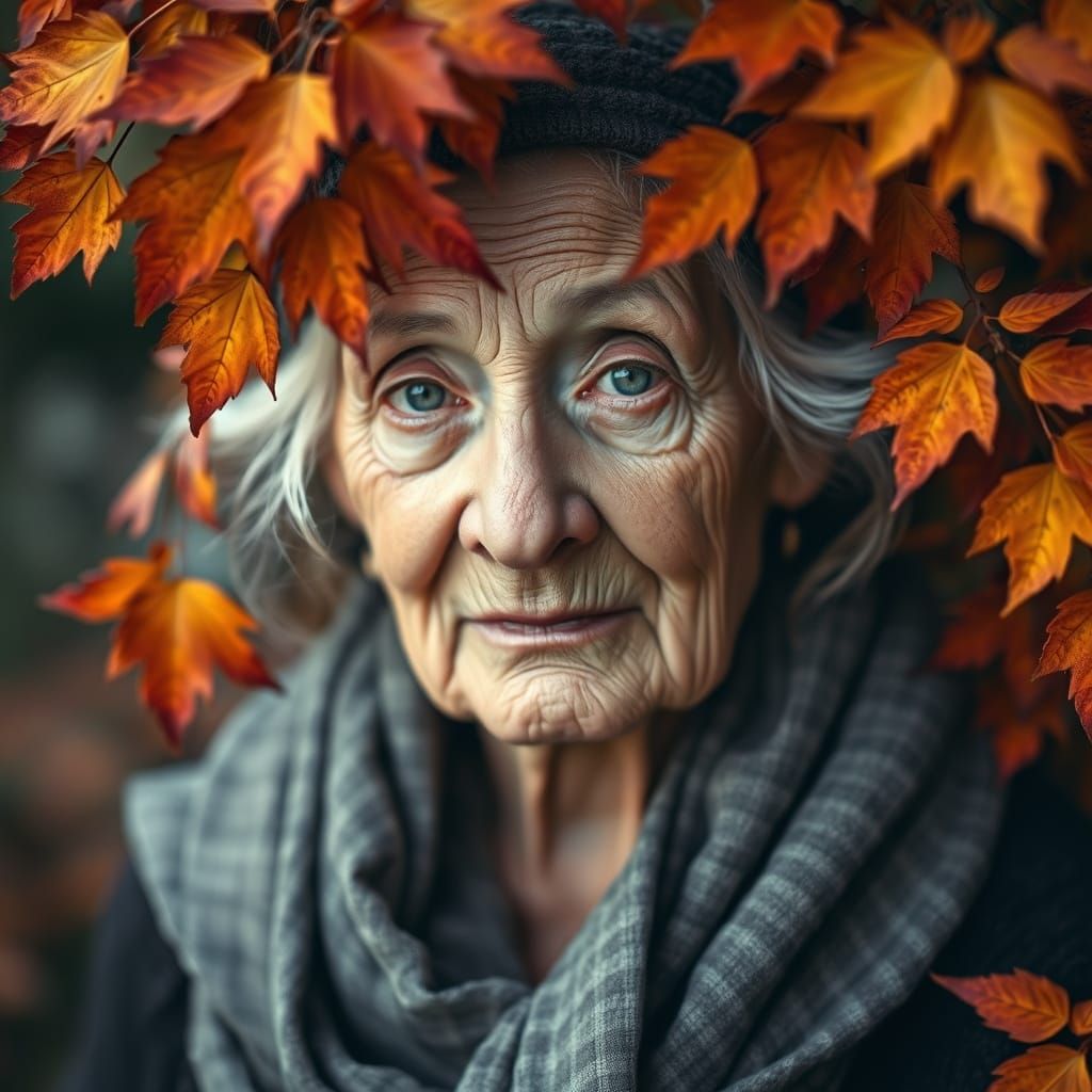 Wise Woman Portrait in Fairytale Autumn Setting