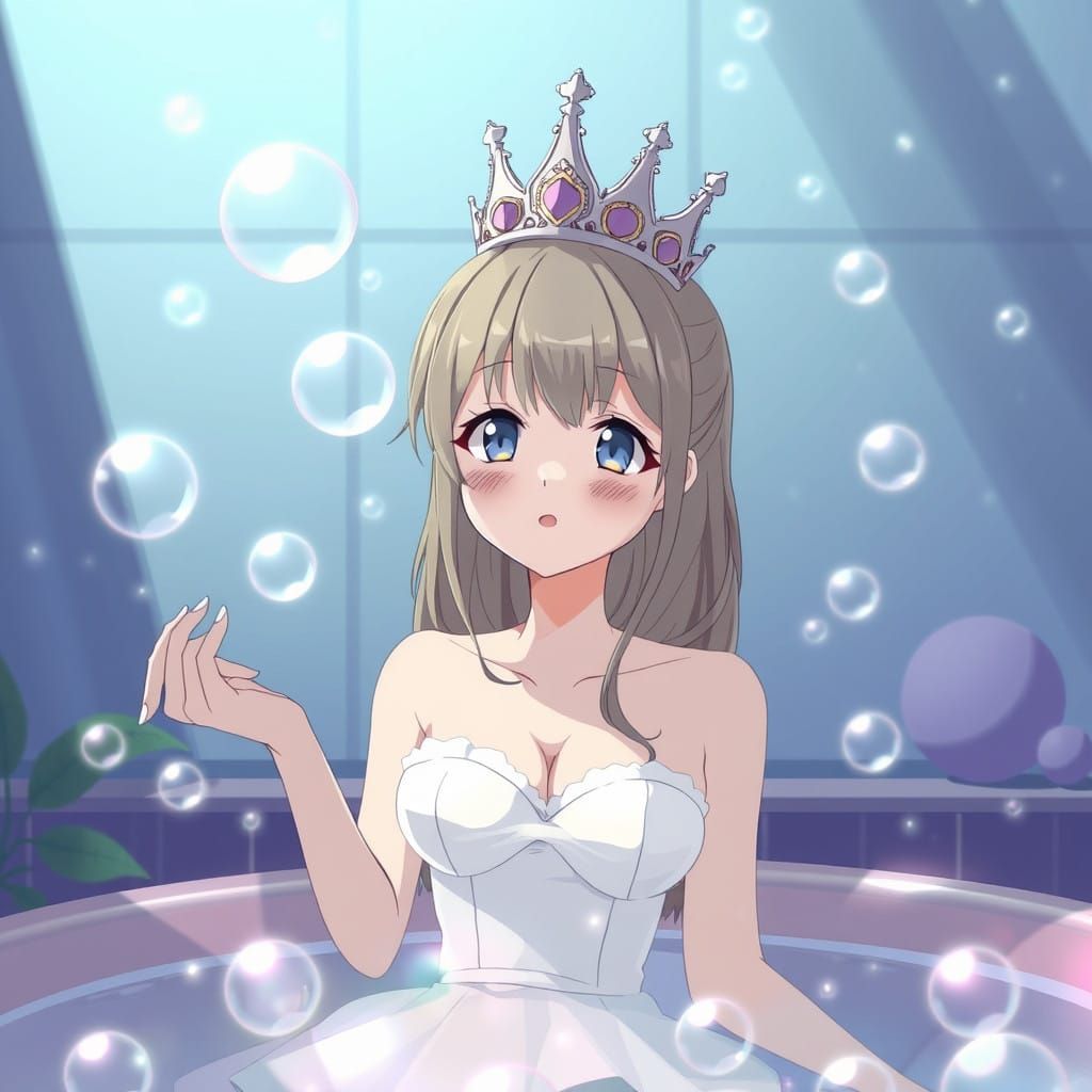 Bubbly Anime Princess in Soothing Bath