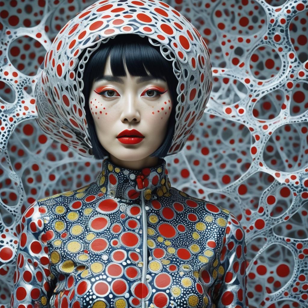 High Fashion Model in Polka Dot Style