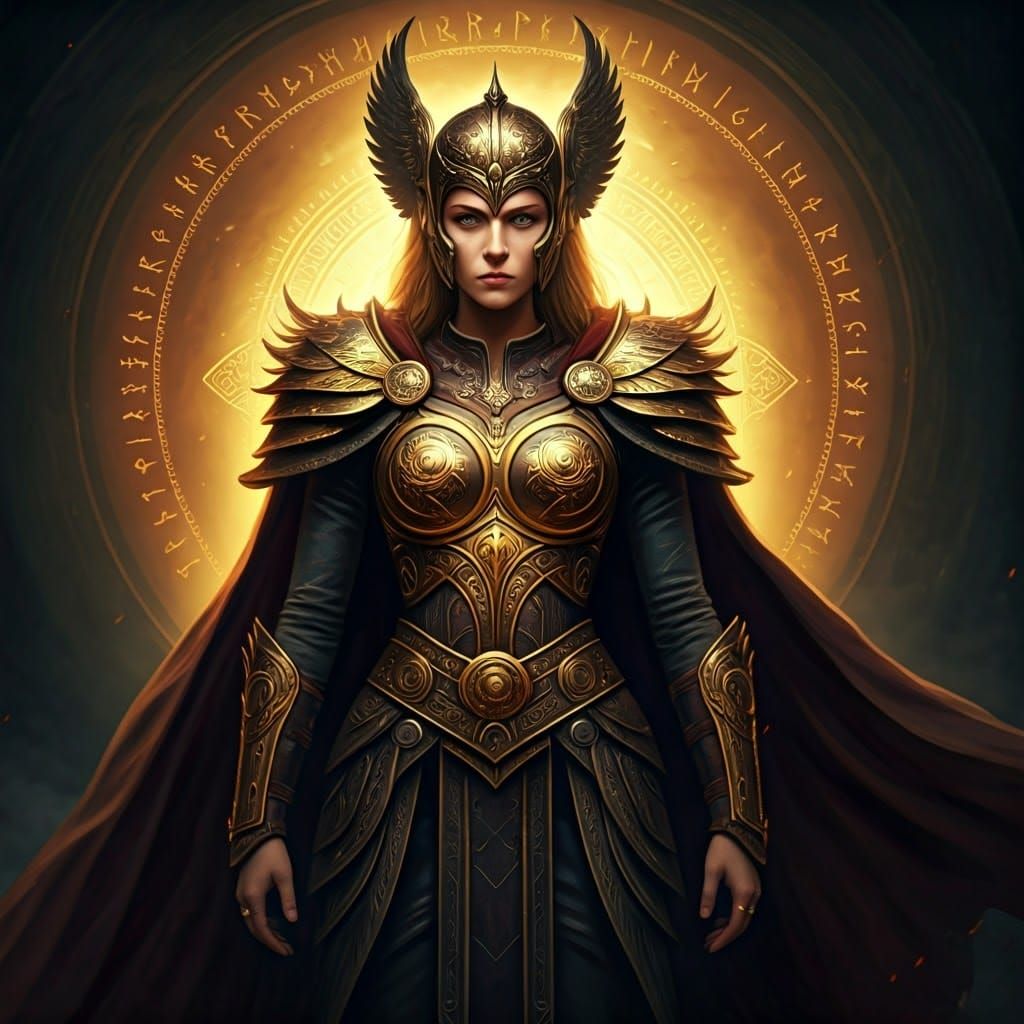 Norse Goddess Warrior in Cinematic Matte Painting Style