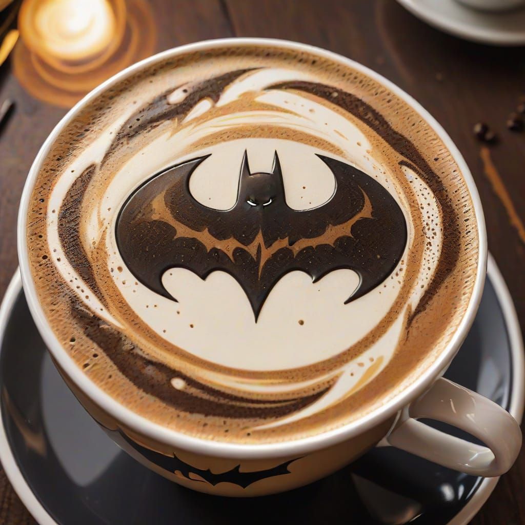 Batman at Coffee Shop in Comic Book Style
