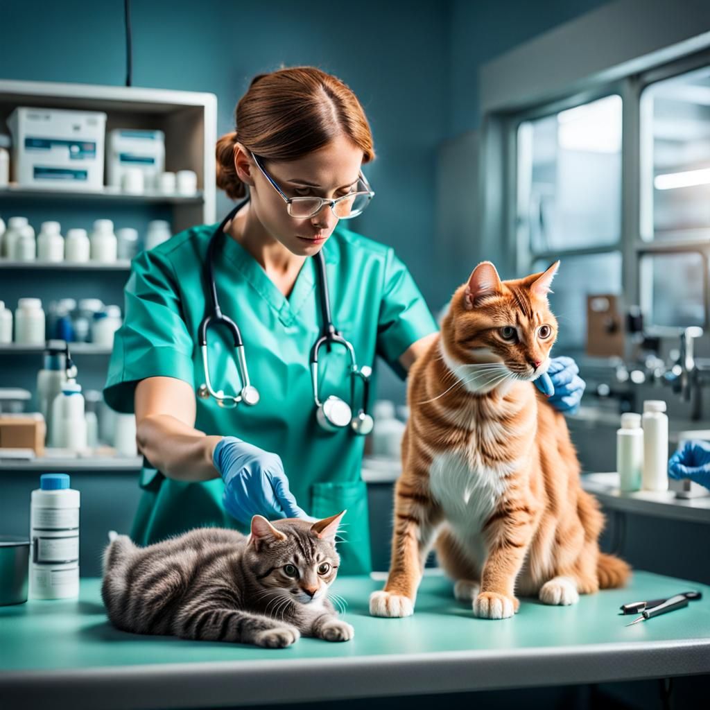 Veterinarian Examining a Cat in Clinic
