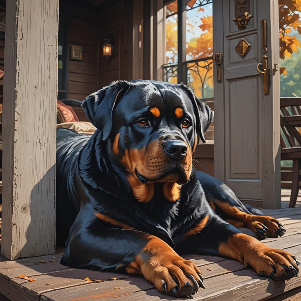 Rottweiler Portrait with Dynamic Lighting