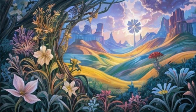 Elegant Bloom and Wilt: Vast Botanical Landscapes