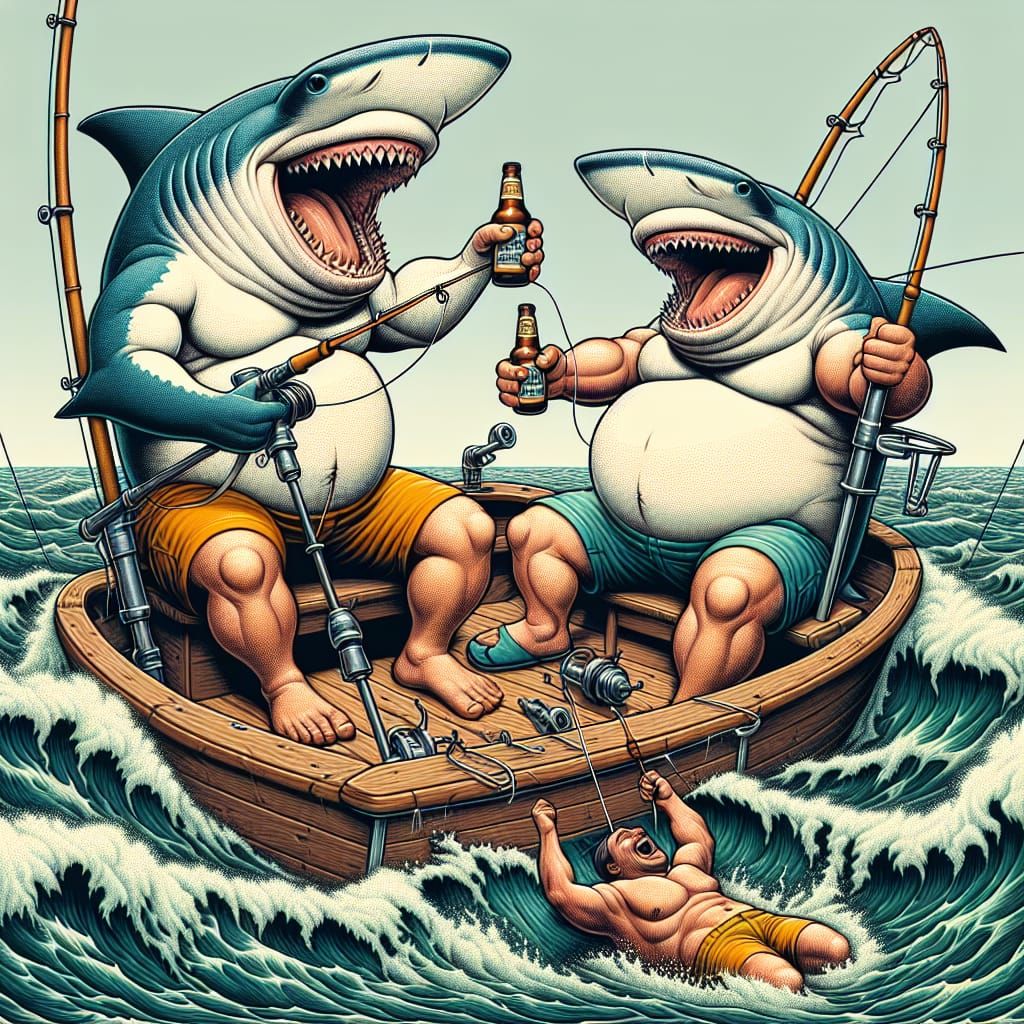 Jovial Hammerhead Sharks Celebrate Unconventional Catch