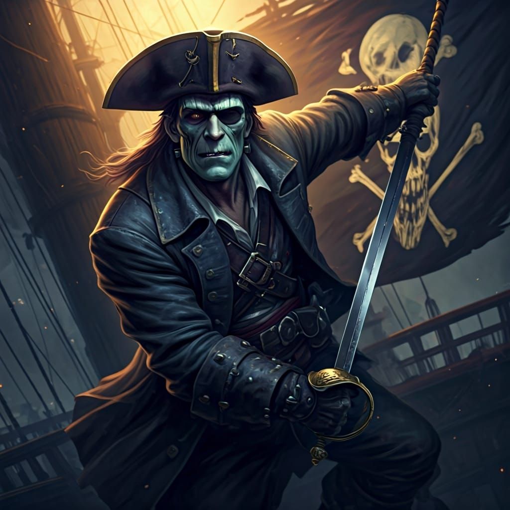 Pirate Frankenstein Concept Art in Dark Fantasy Style