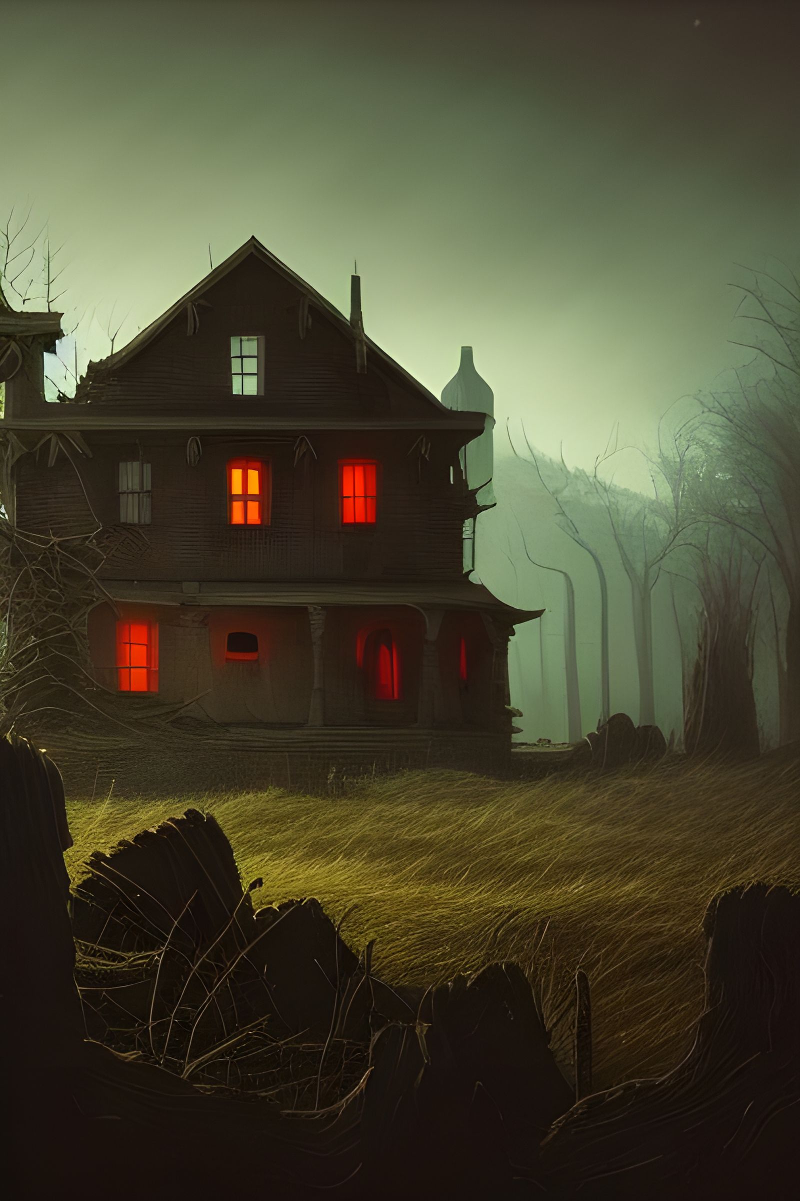 Horror Landscape: Haunted House in Ruins