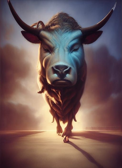 Energetic Minotaur in Comic Book Style