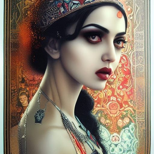 Bimbo Portrait in Surreal Lowbrow Art Style