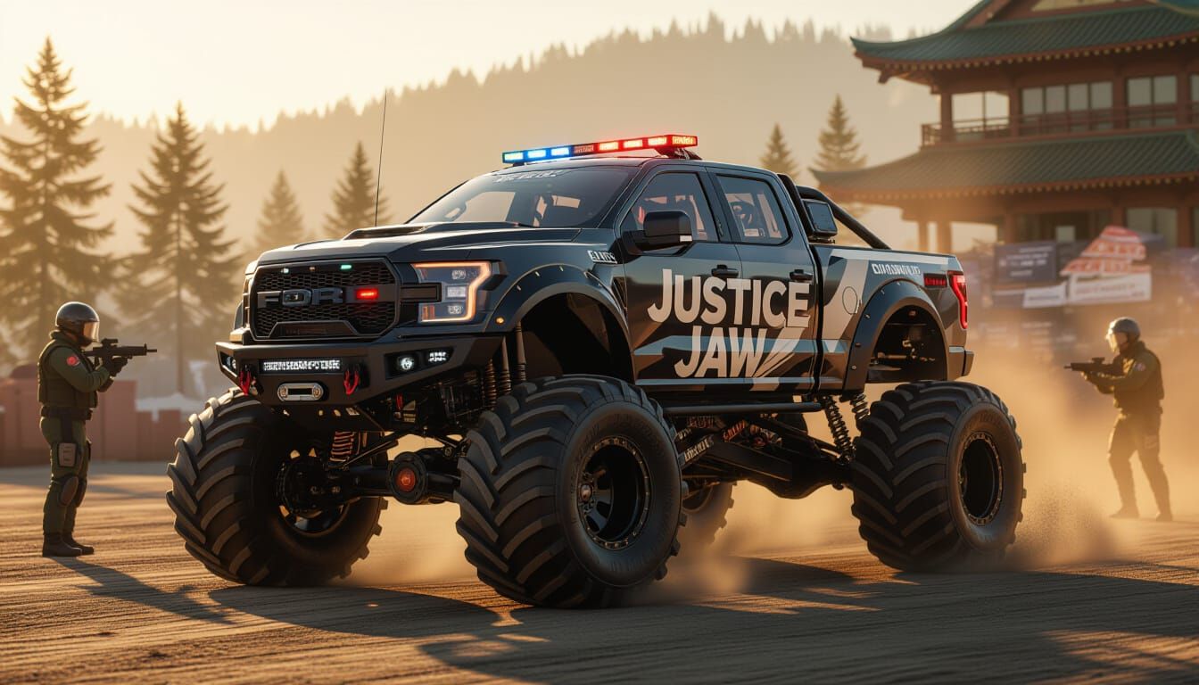 Justice Jaw Monster Truck with Tactical Pit Crew