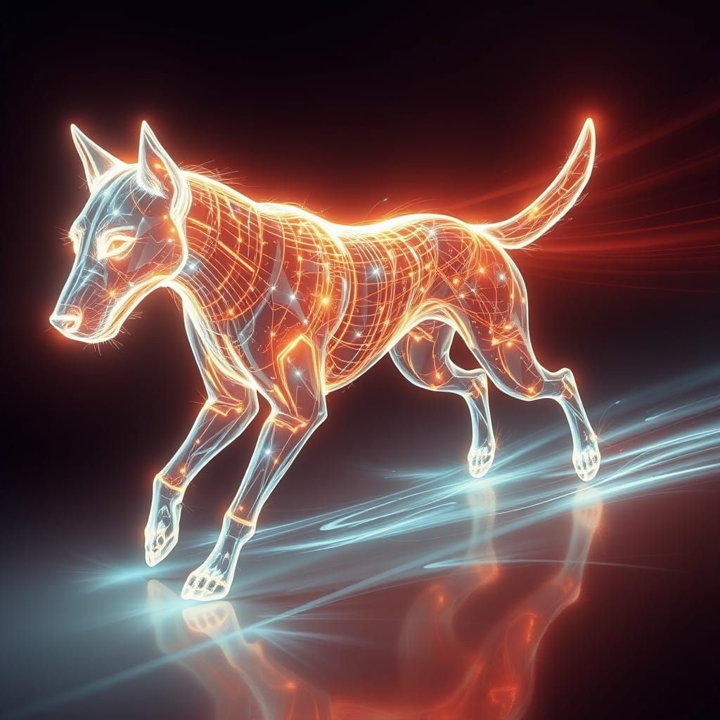 Shimmering Light Canine Form Blends Mystical and Technologic...