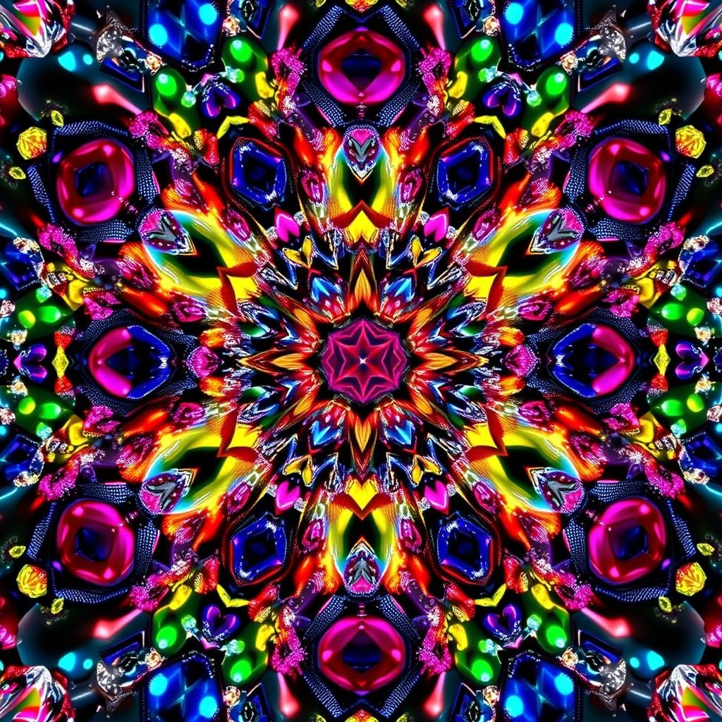 Gemstone Mandala in Fractal Sacred Geometry