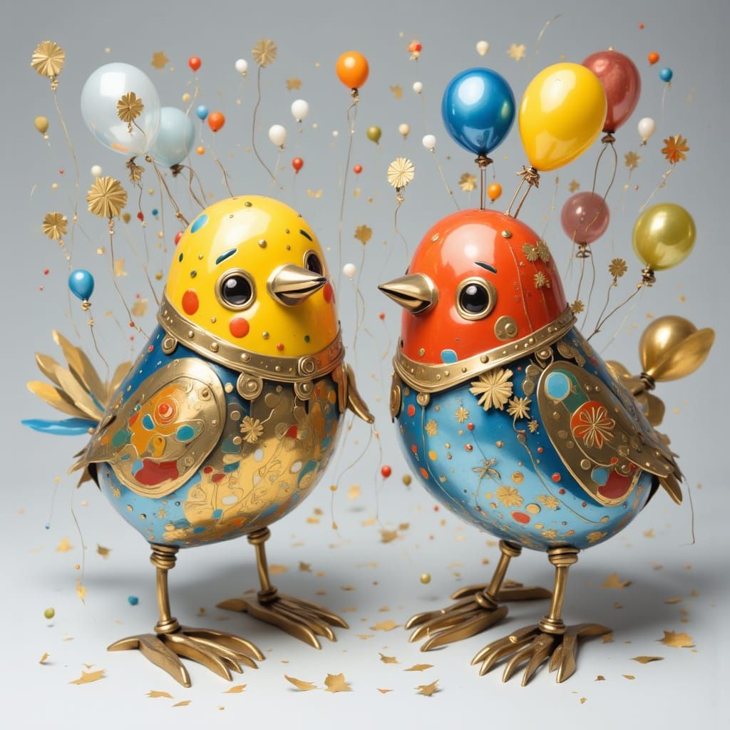 Paper Mache Birds with Metal Feet