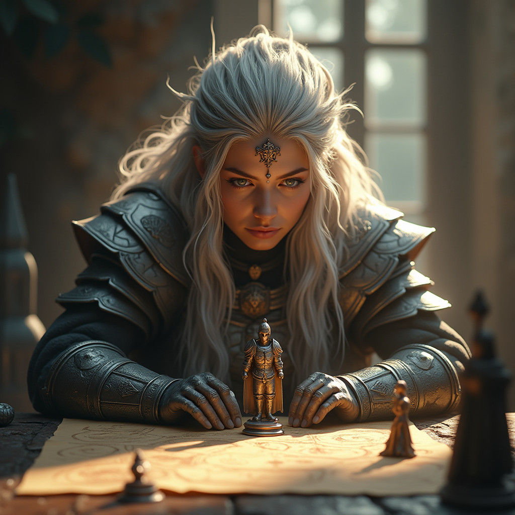 Anime Nordic Queen Strategizes in Crystal Armor