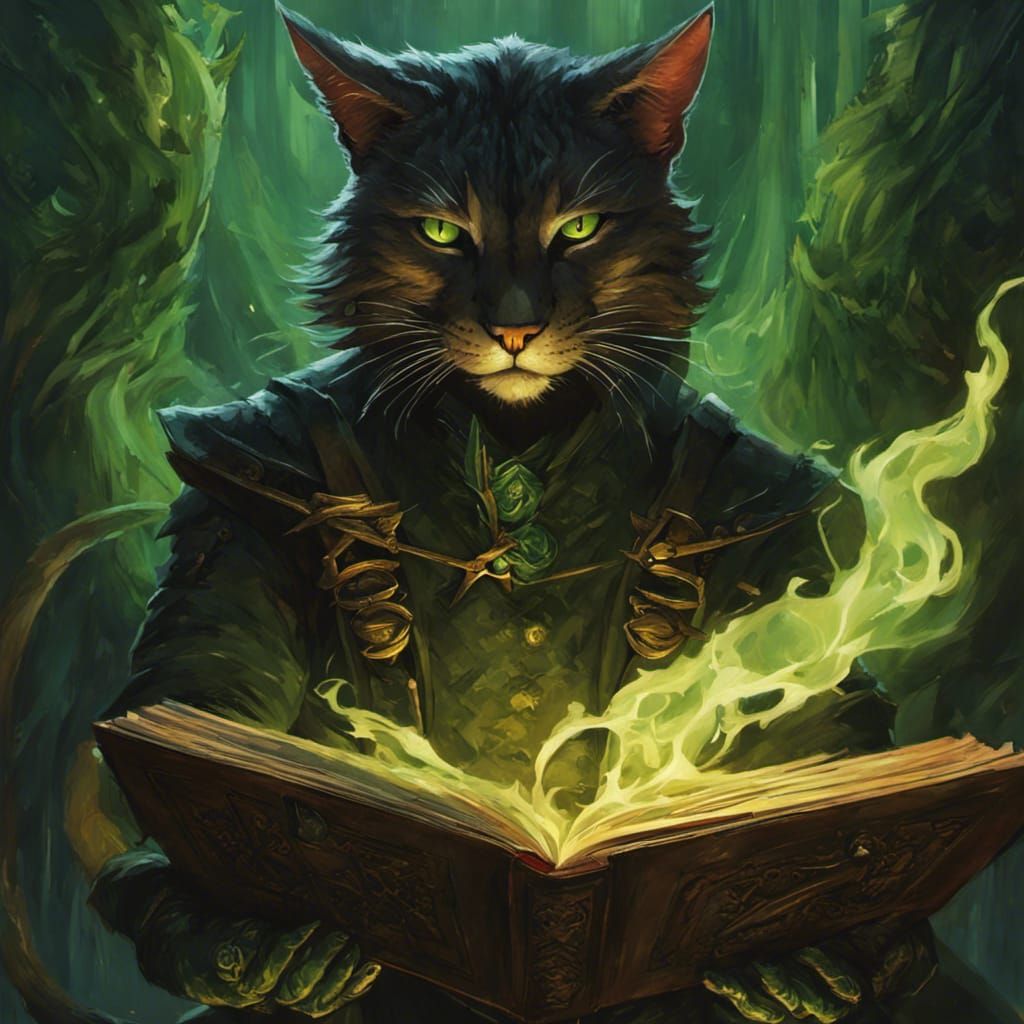 Furious Tabaxi Necromancer in Dark Fantasy Art