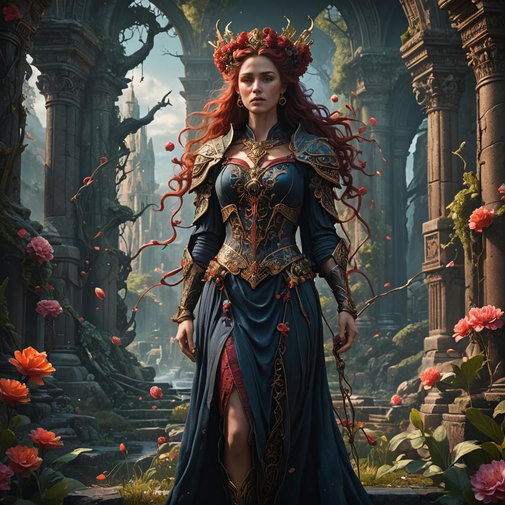 Detailed Matte Painting of Persephone in Deep Color