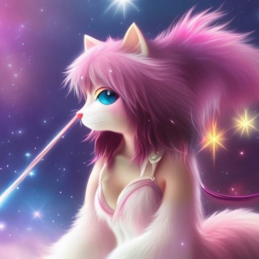 Pastel Anime Neko Girl: Detailed Matte Painting