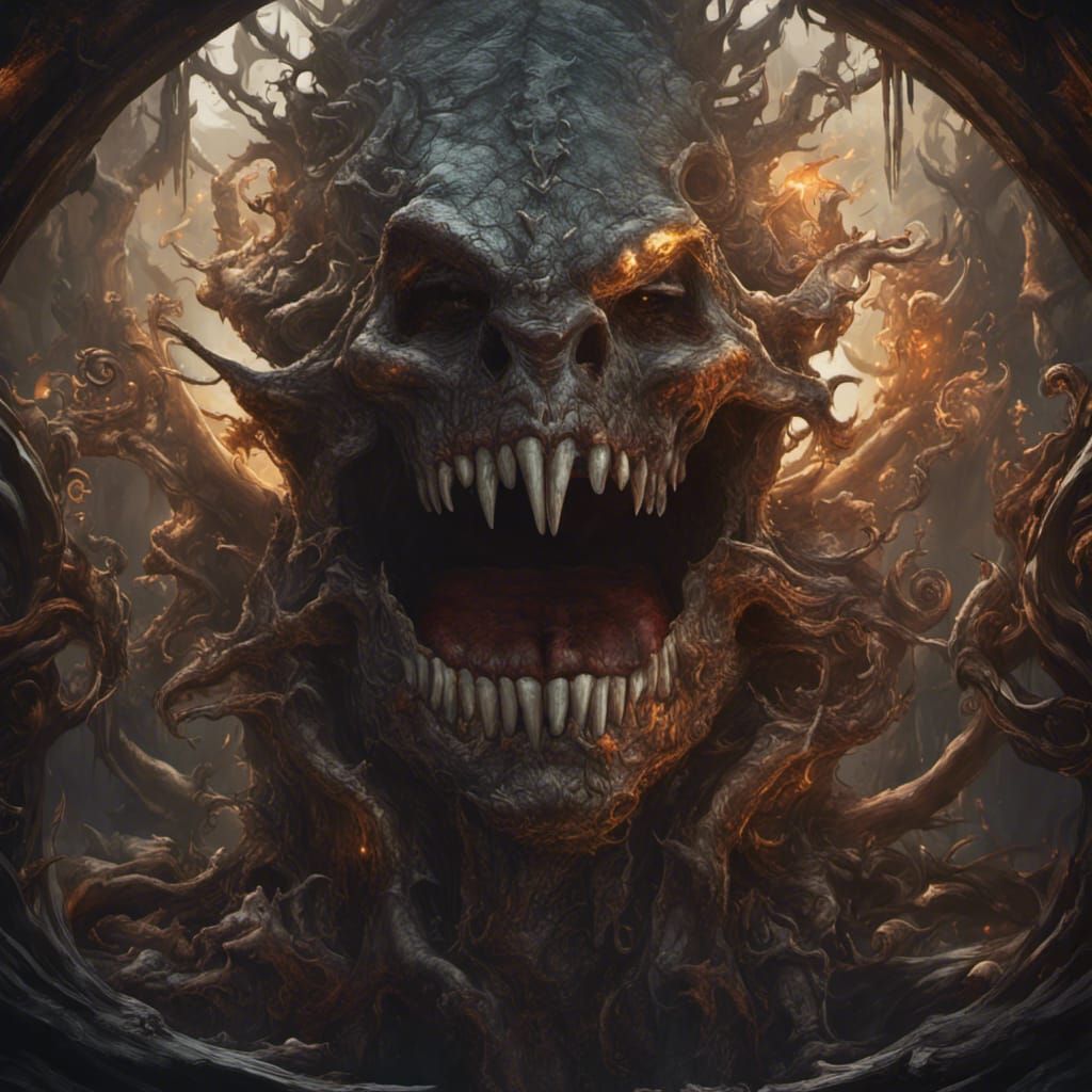 Intricate Teeth in Dark Fantasy Style