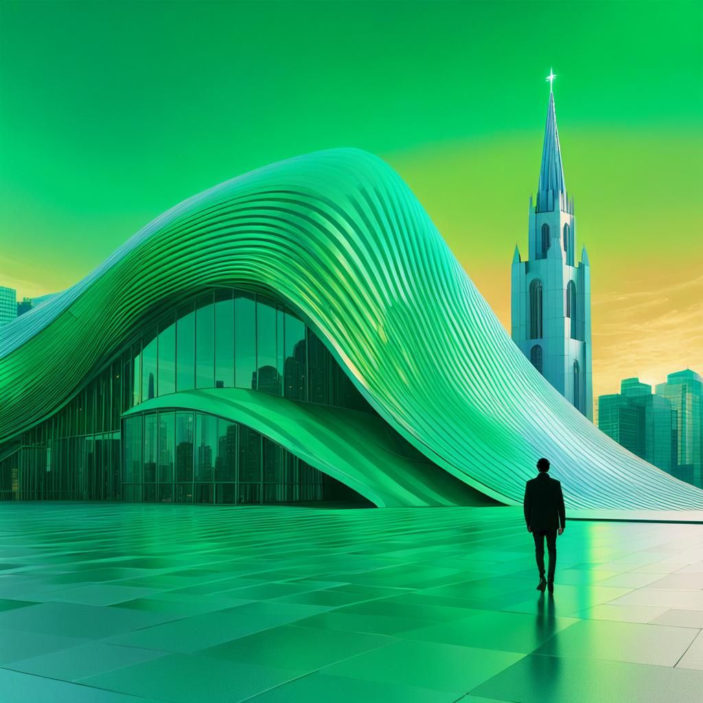 Iridescent Wave Structure in Dreamlike Metropolis